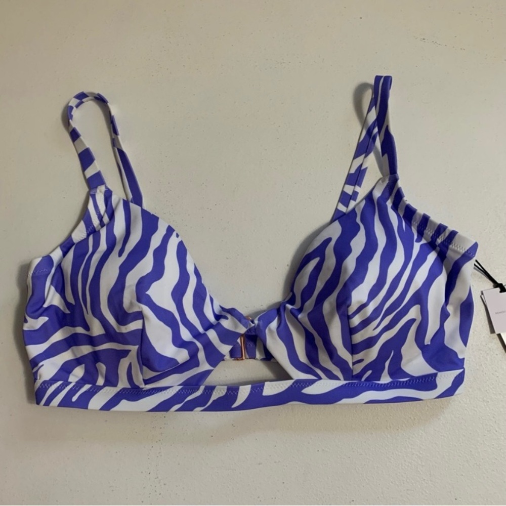 Shade & Shore Size 36DD Purple & White Zebra Print Bikini Top NWT